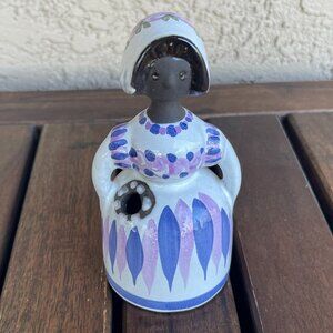 Folk Art Mid Century Sweden Deco Helsingborg Decorative Black Girl Bud Vase